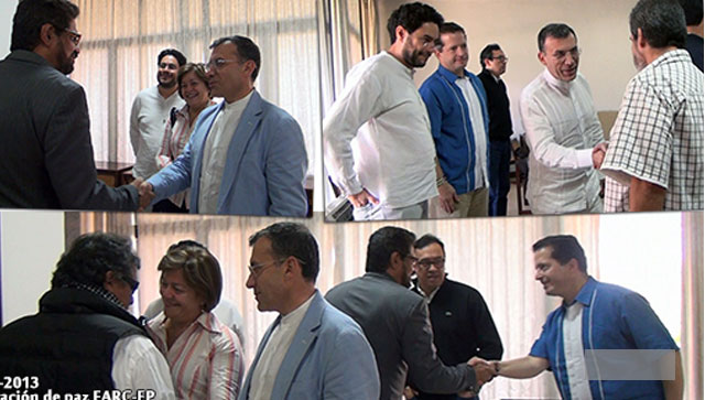 Sonrientes se saludaron delegados de las Farc y congresistas
