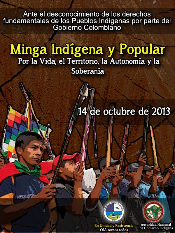 14 de octubre, gran movilización de los pueblos indígenas de Colombia