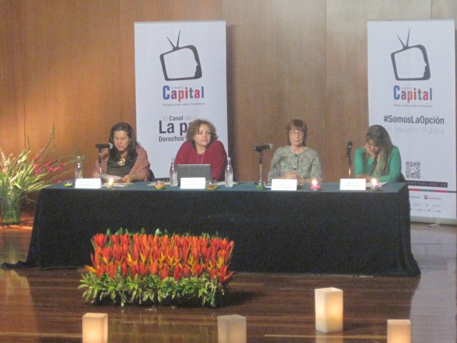 Foto CNAI/ Segundo Panel del Foro, Alejandra Miller (Moderadora), Ivonne Díaz, Carmen Magallón, Marina Gallego. 8 de Julio 2015