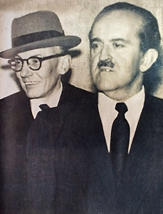 Foto: Revista Credencial Historia, edición 201/ 1957. El expresidente Alberto Lleras Camargo, y el jefe conservador Guillermo León Valencia.