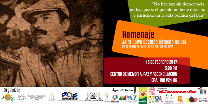Invitación al homenaje Jairo Calvo «Ernesto Rojas»