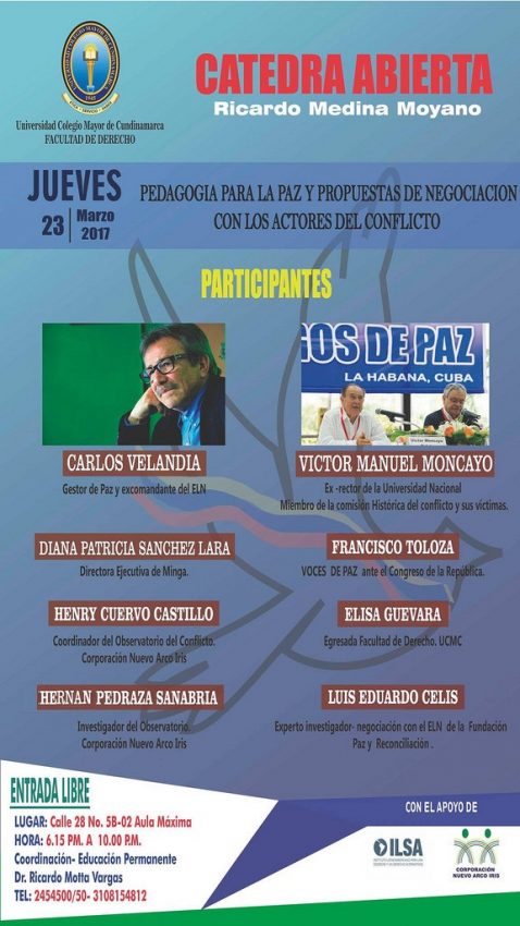 Pedagogía para la paz y propuestas de negociación con los actores del conflicto